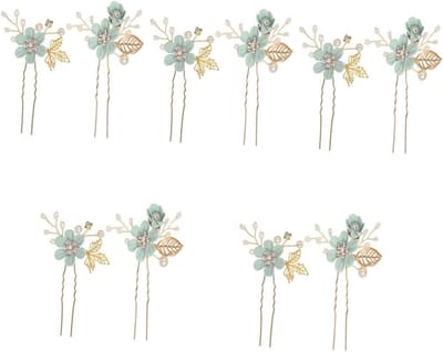 10x Vintage Bloemen Haarspelden met Kristal Steentjes - Bruids Haaraccessoires