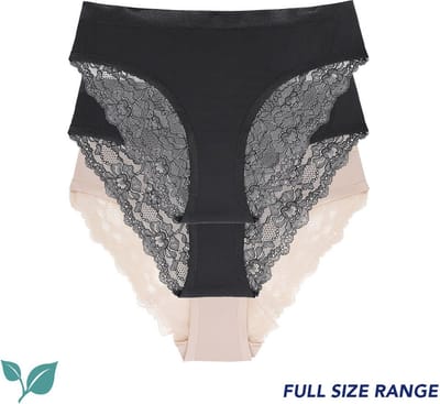 Dorina string Crystal - 3-pack - kant - Zwart/Beige- XS