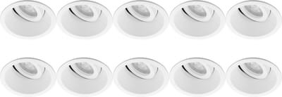 Spot Armatuur 10 Pack - Pragmi Zano Pro - GU10 Inbouwspot - Rond - Wit - Aluminium - Kantelbaar - Ø93mm