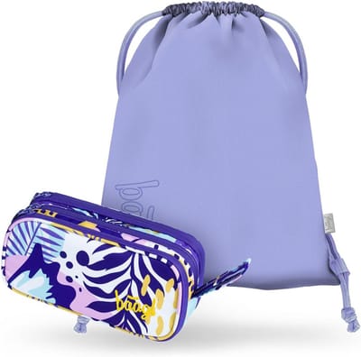 2-Delige Etui en Gymtas Set voor Kinderen en Tieners - Schooltas Accessoires Paars
