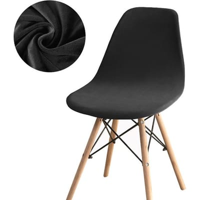 1 /2 /4 /6 -Stuks Fluweel Elasticiteit Stoelhoezen Ontworpen Voor Eetkamer Schelp Stoelhoes Stoelzitting Slipcover Eetkamerstoel Wasbaar Ontwerp 1-Pcs zwart