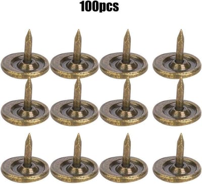 100 stuks decoratieve metalen nagels met grote platte kop - antieke uitstraling - cyaanbrons - 9 x 8 mm
