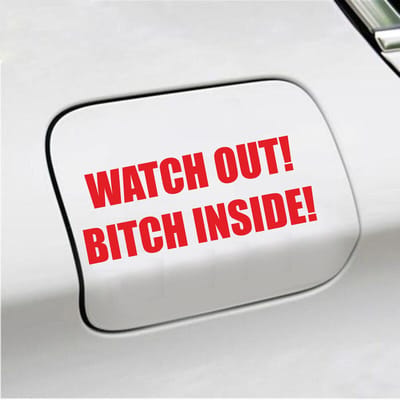 Bumpersticker - Watch Out Bitch Inside - 5,7 X 14,8 - Rood