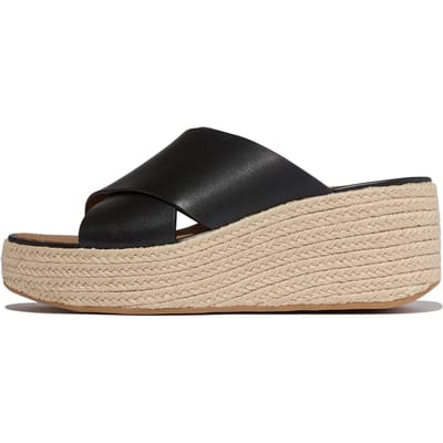 FitFlop Platfforms espadrille leather wedge cross slides