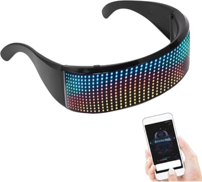 Oplaadbare LED Pixel Bril met App Bediening voor Tekst en Animatie - Lichtgevend Accessoire voor Feest en Festival