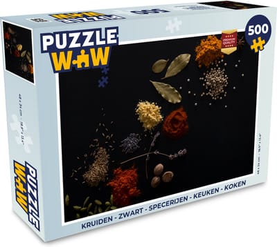 Puzzel Kruiden - Zwart - Specerijen - Keuken - Koken - Legpuzzel - Puzzel 500 stukjes