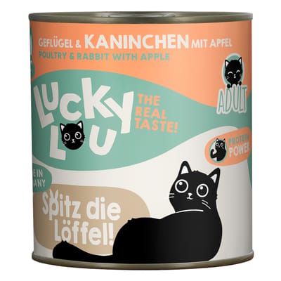 6x800g Lucky Lou Adult Gevogelte & Konijn natvoer voor katten