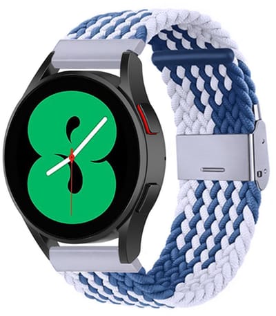 By Qubix - geschikt voor Huawei Watch GT 6 / GT 7 - 41mm - Braided nylon bandje - Blauw / wit