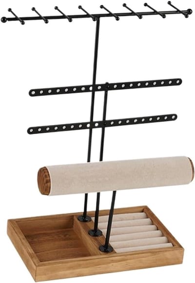 Sieraden Organizer - Displaystandaard Opslag - Sieraden Presenteren - 4 Lagen - 31x25x12.5cm - Zwart