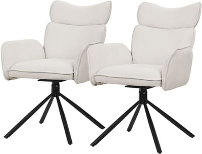 Eetkamerstoel set van 2 draaibaar Beige met rugleuning en armleuning tot 120 kg ML-Design