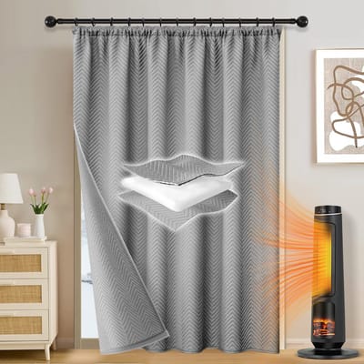 Qelus Verduisterende Gordijnen - Kant en Klaar Gordijn - Zware Verduisteringsgordijnen in Pluche - 1 stuk Voor Een Lekker Warme & Stille Woonkamer/Slaapkamer- B 200 x H 260cm (Grijs)