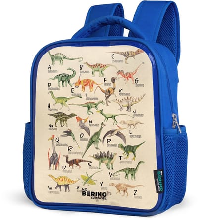 NoBoringSuitcases.com® - Rugzak blauw - Schooltas jongens - Dino alfabet - Kinder rugtas jongen - Boekentas kind - Kinderrugzak voor school - Schoolrugzak