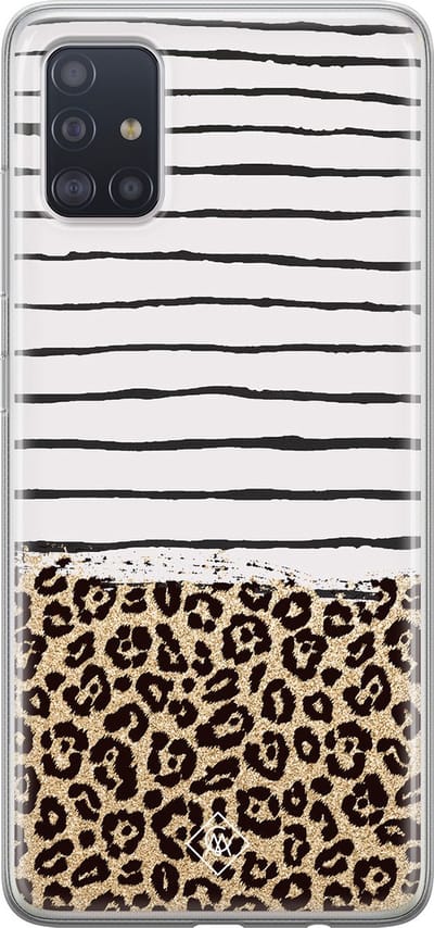 Casimoda® hoesje - Geschikt voor Samsung A51 - Luipaard strepen - Backcover - Siliconen/TPU - Bruin/beige