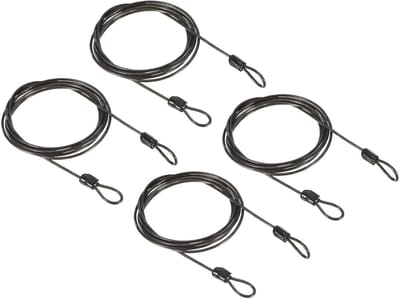 4 Stuks 2.5mm x 2m Coated Veiligheidskabel - Dubbele Lus Flexibele Beveiligingskabel voor Fietsen, Bagage en Buitenactiviteiten