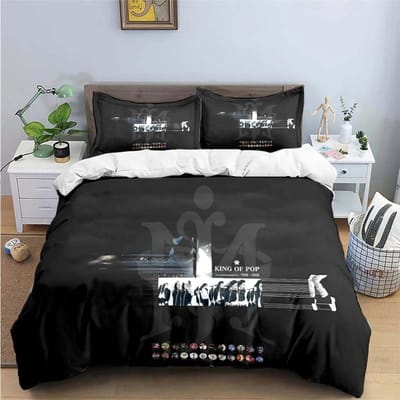 Exquise Mode M-Michael-Jackson Beddengoedset met Print Dekbedovertrek Dekbed Bed Jeugd Kinderen Meisje Jongens Verjaardagscadeau 175X220cm-3pcs