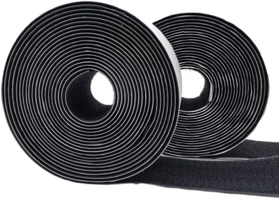 Klittenband met 50 mm breedte zelfklevende tape - zwart