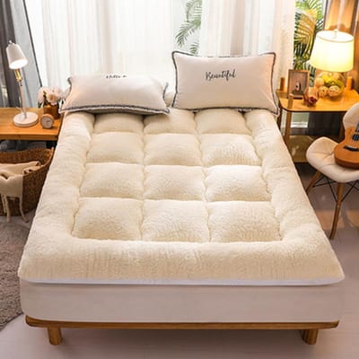 Winter Warme Dikke Matras Bekleding Hoge Kwaliteit Huishoudelijke Pad Quilt Tatami Vloermatras Lam Kasjmier Mat 100x200cm wit