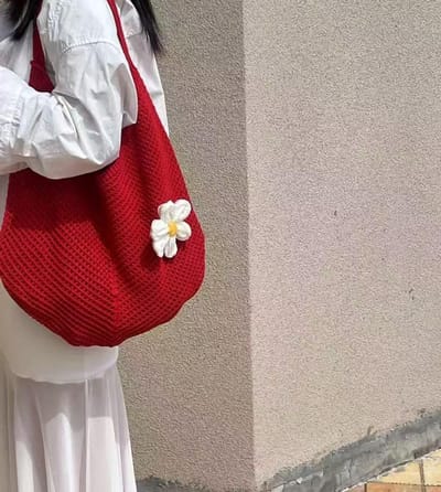 Dames zomer strandtas, beige gehaakte strandtas, opvouwbaar en lichtgewicht, bohemian stijl, geschikt voor vakantie, winkelen en dagelijks gebruik,rood