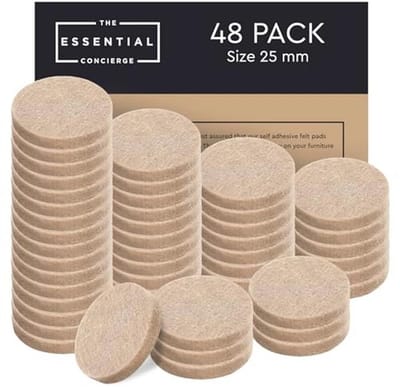 Vilt Pads voor Houten Vloeren - 25 x 25 mm Ronde Vilt Pads - 48 Stuks