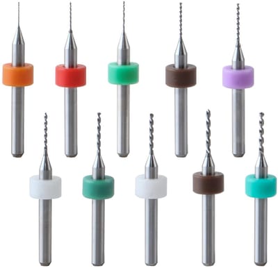 Set van 10 Stuks Tungsten Carbide Macro Boorbits van 0.3mm tot 1.2mm voor PCB, Mini Boor met 1/8" Schacht voor Circuitborden, Houtbewerking, Sieraden en CNC Bewerking