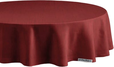 Protecttable - Rond Tafelzeil Linnenlook Wine Red Ø138cm - Tafelkleed Afwasbaar - Kunststof