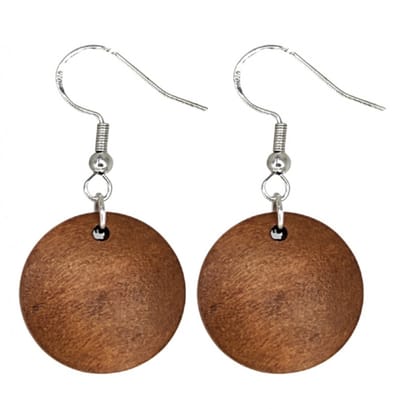 Zilveren Oorbellen Hout 3 cm roestbruin Tordis -Charme Bijoux