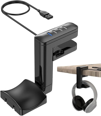 Hoofdtelefoonhanger - Koptelefoonstandaard - Bureau Organisatie - 360 Graden Draaibaar - 15 x 10 x 4 cm - Zwart