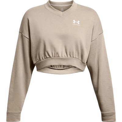 Under Armour Dames Rival cropped sweatshirt met ronde hals van badstof (Bruin)