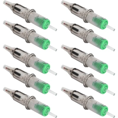 10 stuks 2ml Tattoo Balpen Cartridges Liner Shader 0.5mm Tip Balpen Cartridges voor Oefening groen