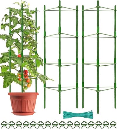Tomaten Klimhulp Tuinplant Steunstangen 160 cm Verstelbaar - Klimrek voor Klimplanten met Draaibanden en Plantenclips (2 stuks)