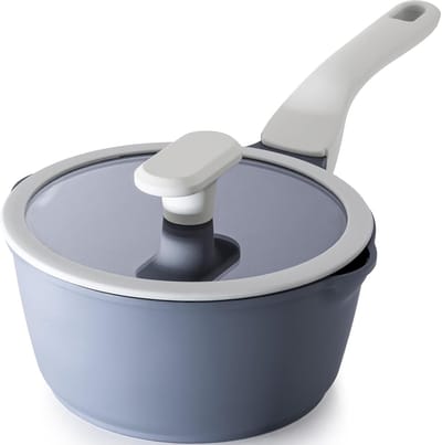 Keramische steelpan met deksel en schenktuit - Geschikt voor alle warmtebronnen