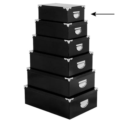 5Five Opbergdoos - 2x - opslagbox - zwart - L28 x B19.5 x H11 cm - Stevig karton - Blackbox
