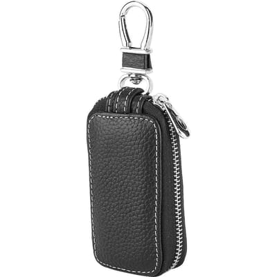 PU Leer Auto Slimme Sleutel Sleutelhanger Houder Hoesje Afstandsbediening Sleutelhanger Tas Zwart
