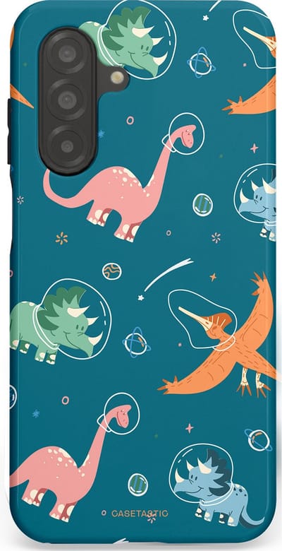 Casetastic hoesje geschikt voor Samsung Galaxy A26 - Dubbellaagse bescherming - Ruimte raptors - Fashion Case - Petrol Perzik