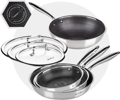 Rosmarino HexaPRO Pannenset 7delig - Pannen - Koekenpan Inductie - RVS Koekenpan - Geschikt voor alle warmtebronnen