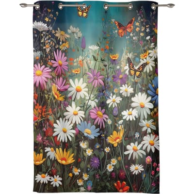 Madeliefjes Vlinderstruiken Gordijnen voor Slaapkamer Woonkamer Raamdecoratie Jaloezieën Keuken Huisdecoratie Draperieën 135W x 60H(cm) x1
