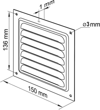 Metalen Ventilatierooster met Insectennet 15 x 15 cm - Ventilatieoplossing voor Binnen en Buiten