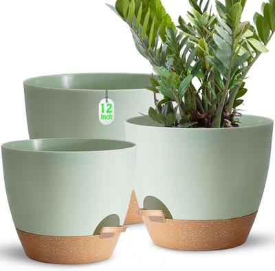 Zelfbewaterende Plantenpotten - eenvoudig in onderhoud - 3 stuks - groen - kunststof - 30,5/25,4/22,86 cm
