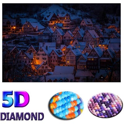 Volledige boor 5D DIY diamant schilderij stad landschap kruissteek diamant borduurwerk 20X30CM blue