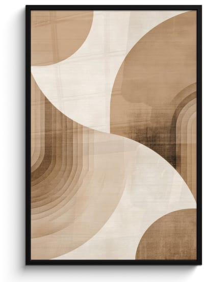 Poster in lijst - Fotolijst 80x120 cm - Posters - Retro - Geometrische lagen - Aardetinten - Posterlijst zwart - Decoratie - Wanddecoratie woonkamer - Muurdecoratie slaapkamer