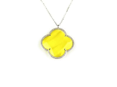 model Fiori grote klaver collier in zilver grote klaver geel