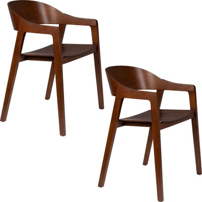 Dutchbone Westlake Eetkamerstoelen Armleuning Walnoot - Set van 2