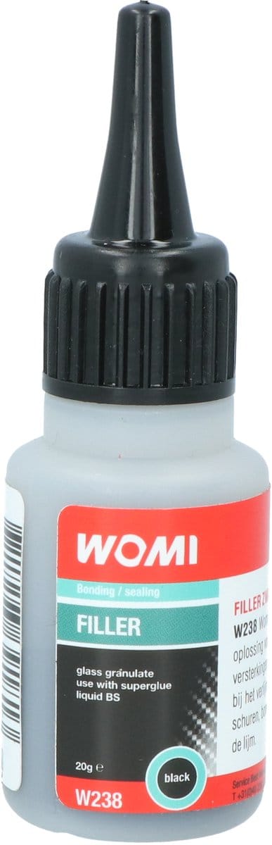 Womi Vulstof W237 – 20 g Zwart – Sterke Kunststofreparatie – Strakke Afwerking – Duurzame Hechting