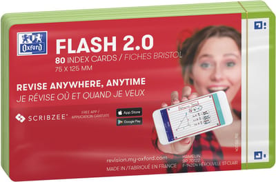 Oxford Flash 2.0 - Flashcards - Blanco - A7 - Groene rand - 80 stuks