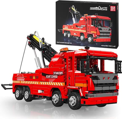 Op afstand bestuurbare brandweerauto - Reddingsvoertuig bouwset - Bouwen en spelen - App en afstandsbediening - 1653 delen - Rood