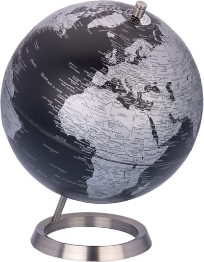 Troika | Wereldbol 23.5° | Zwart - Zilver | Ø25cm Emform