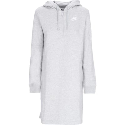 Sportswear Club-fleece-hoodiejurk voor dames, DK grijs gemeleerd/wit