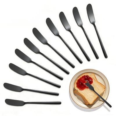 Botermes - Roestvrijstalen ontbijtmes voor jam - 10 stuks - 16,5 x 2 cm -Jamspreider - mes met lange steel voor het decoreren van crèmes - keukenbenodigdheden - decoratiegereedschap - gemakkelijk schoon te maken - duurzaam - roestbestendig