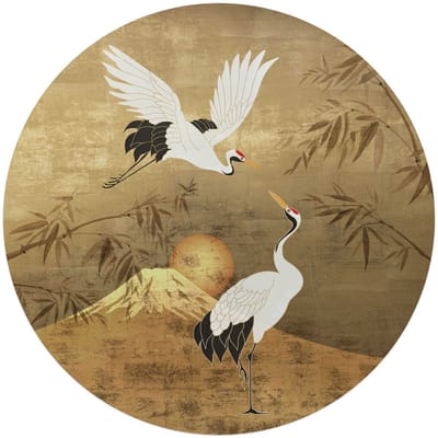 Glasschilderij Kraanvogels - Ø 70 - Glas - REINDERS