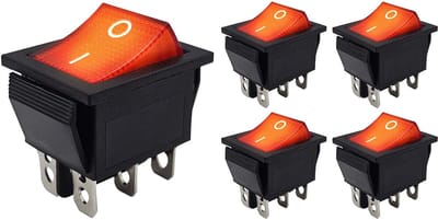 ProRide Wipschakelaar ON-OFF KCD4-202 - 3 Polig - 250V/16A - 30x22mm - Rood met controlelampje - 5 stuks